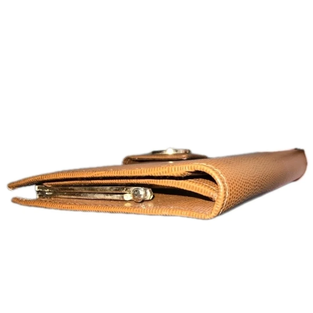 Unique Celine Tan Women's Long Wallet With Kisslock Coin Purse